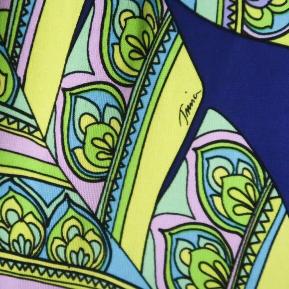 Trina Turk Womens Mini Dress Size Large Green Blue Paisley Shift Geometric‎ 70s - Picture 9 of 9